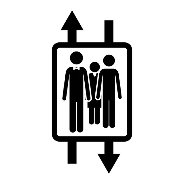 电梯的单色标识与向上和向下箭头 — 图库矢量图片