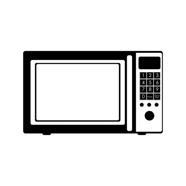 Silueta monocromática con horno microondas — Archivo Imágenes Vectoriales