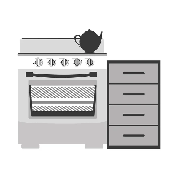Cuisinière échelle de gris avec étagère — Image vectorielle