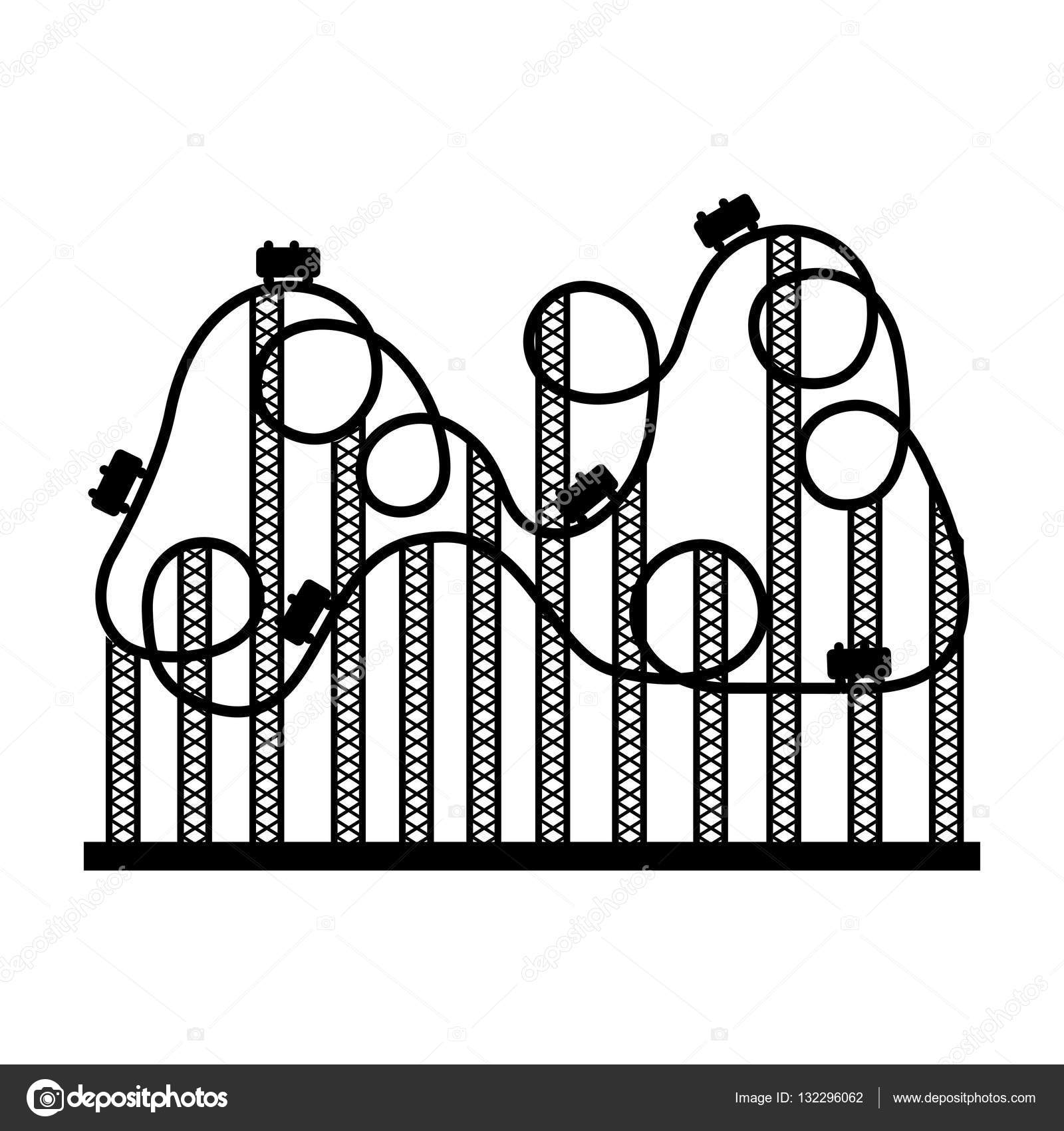 Silhouette roller coaster in amusement park — Stock Vector ...