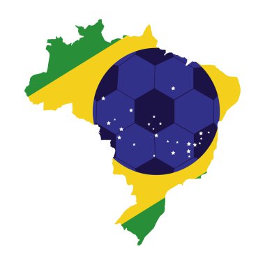 Brezilya harita ile renkli siluet
