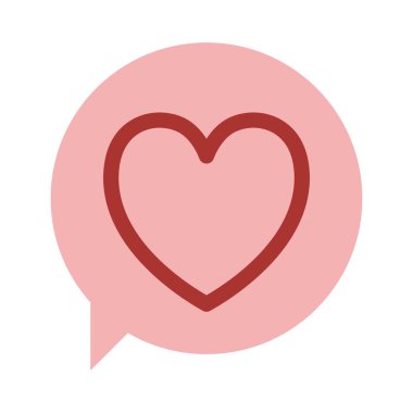 Oval iletişim kutusuyla siluet kırmızı kalp tasarımı simgesi