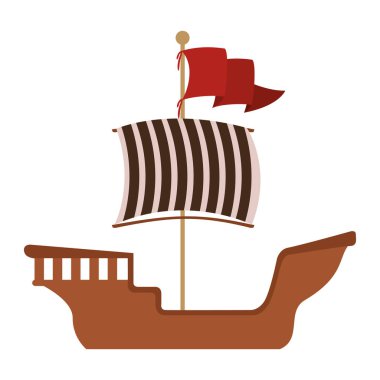 Kırmızı bayrak ile ahşap mavna