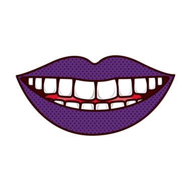dudakları teeths ve dil ile gülümseyen siluet