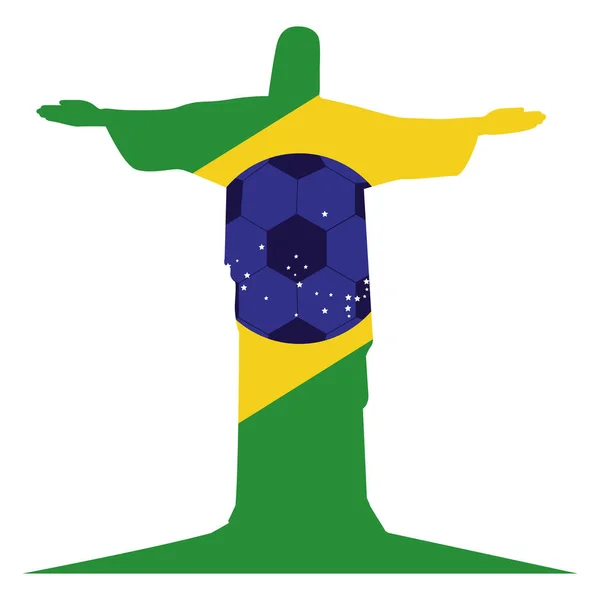 Silueta colorida con símbolo brasileño — Vector de stock