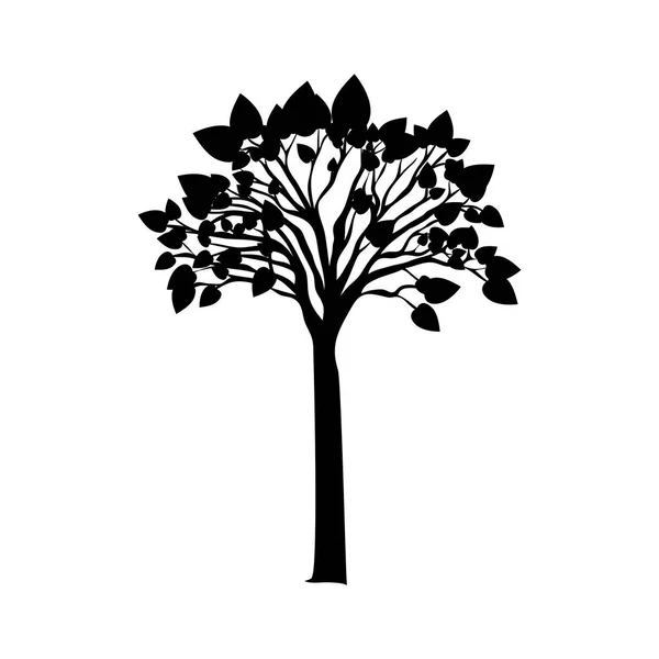 黑色剪影树与茂密树的枝条 — 图库矢量图片