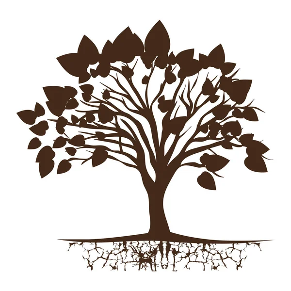 Árbol con ramas de hojas marrones — Vector de stock