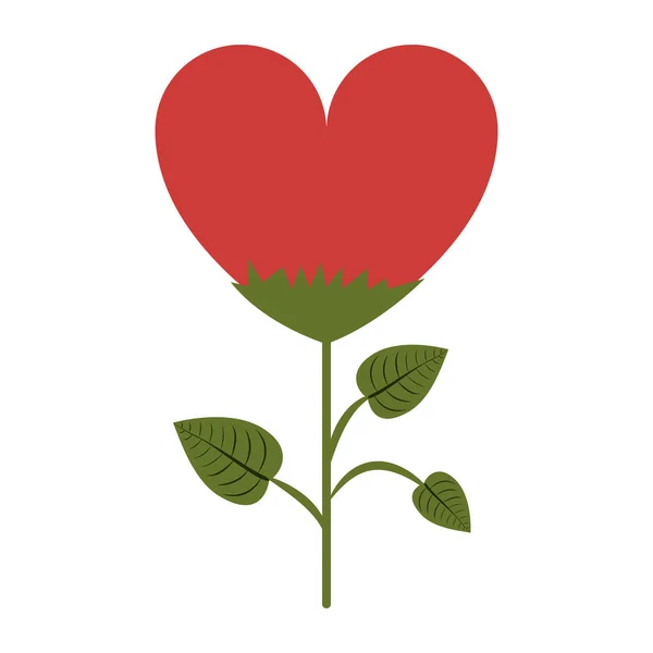 Κόκκινη καρδιά λουλούδι με ατμό — Διανυσματικό Αρχείο