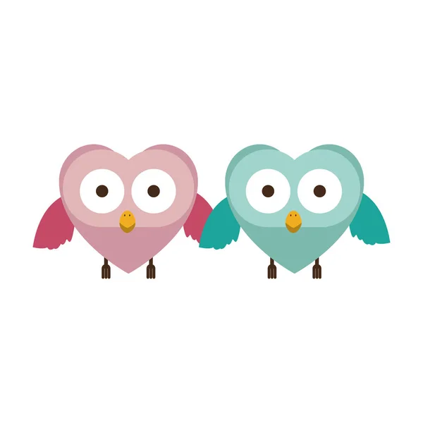 Couple of owls holding wings — Stock Vector