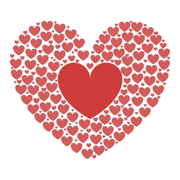 Θεωρηθεί design icon στη σιλουέτα μοτίβο κόκκινη καρδιά — Διανυσματικό Αρχείο