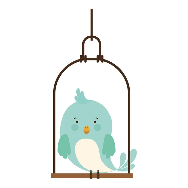 Swing met blauwe vogel staande — Stockvector