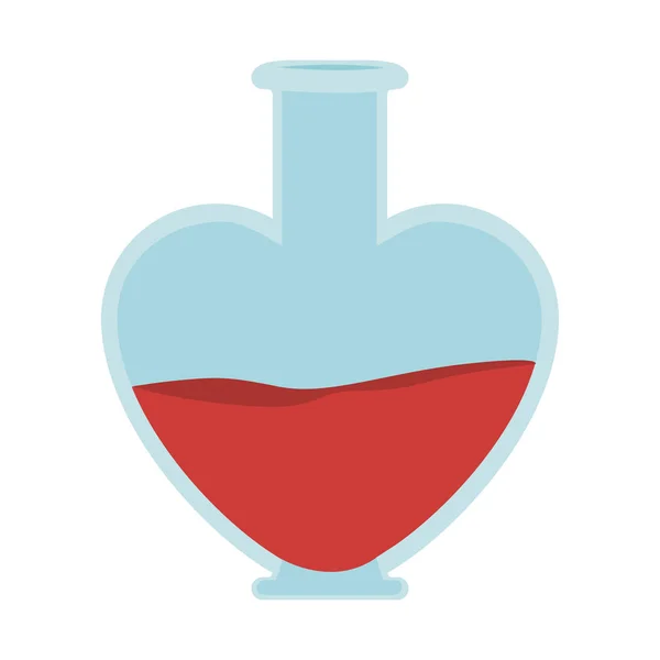 Bottiglia a forma di cuore con liquido rosso — Vettoriale Stock