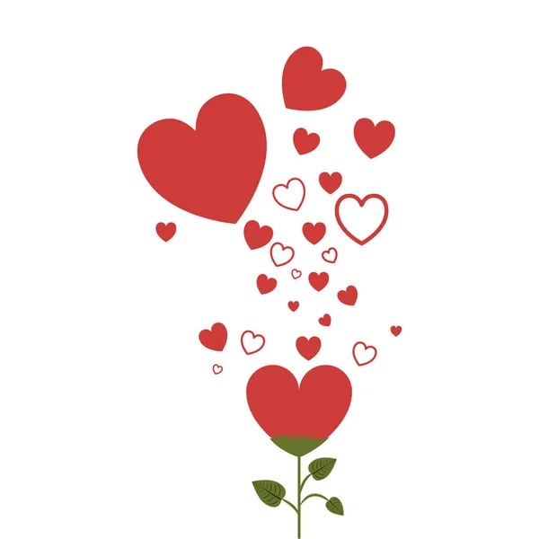 Szív design ikon piros szív, virág a steam — Stock Vector
