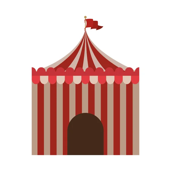 Icono de carpa de circo rojo y blanco — Vector de stock