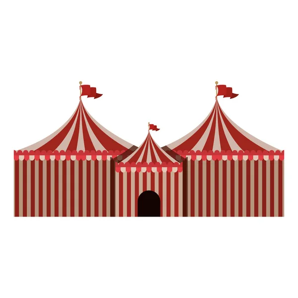 Grande icône de tente de cirque rouge et blanc — Image vectorielle