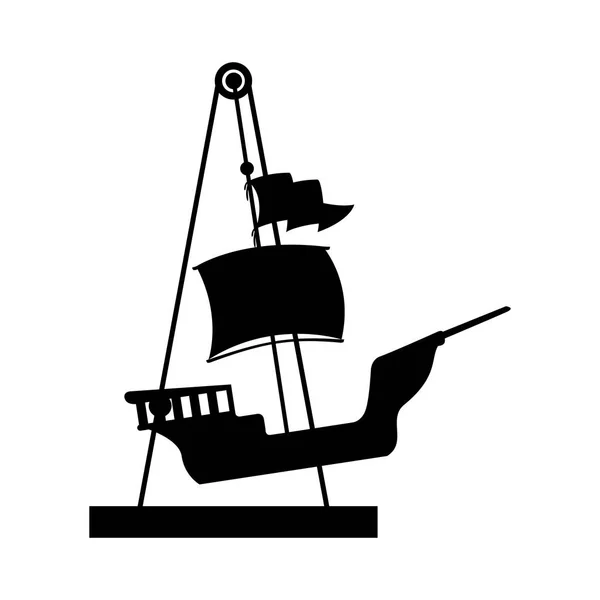 Silhouette amusement park pirate ship line icon — Stock Vector