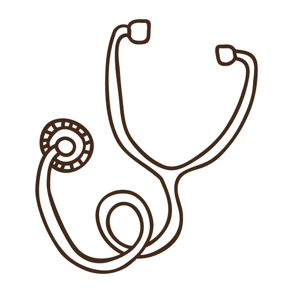 Estetoscopio silueta médica con auriculares — Vector de stock