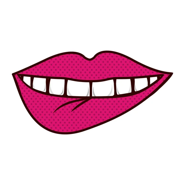 Labbra morso silhouette con denti — Vettoriale Stock