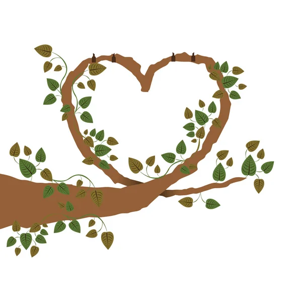 Branch with ivy in heart shape — Stock Vector