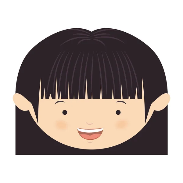 前脸亚洲短头发的女孩 — 图库矢量图片