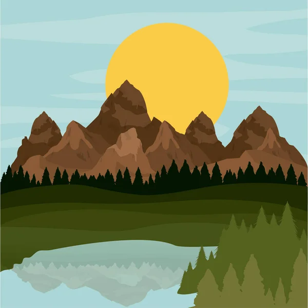 Montagne colorée de design paysager — Image vectorielle