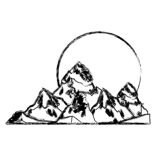 Isolated mountain and sun design — Stock Vector