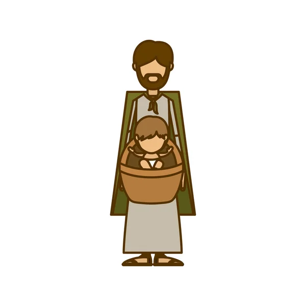 Isolated holy joseph and baby jesus design — Stock Vector