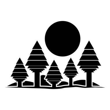 İzole orman ve güneş tasarım