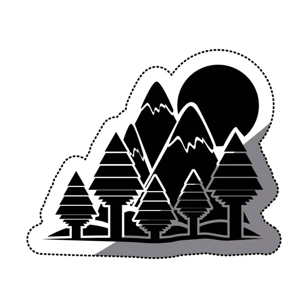 Forêt isolée et aménagement de montagne — Image vectorielle