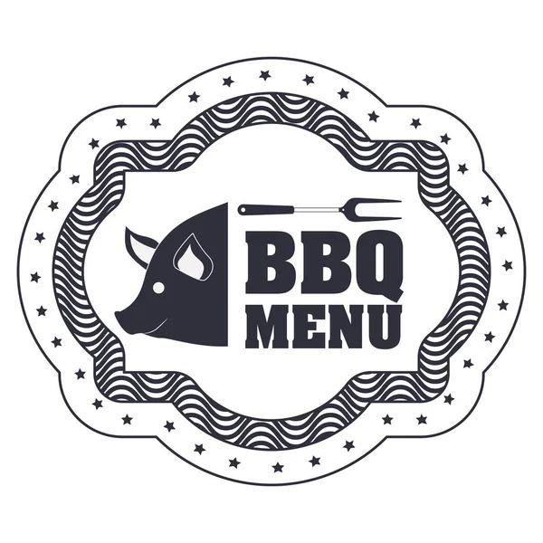 Isolierte BBQ-Menü und Steak House Design — Stockvektor