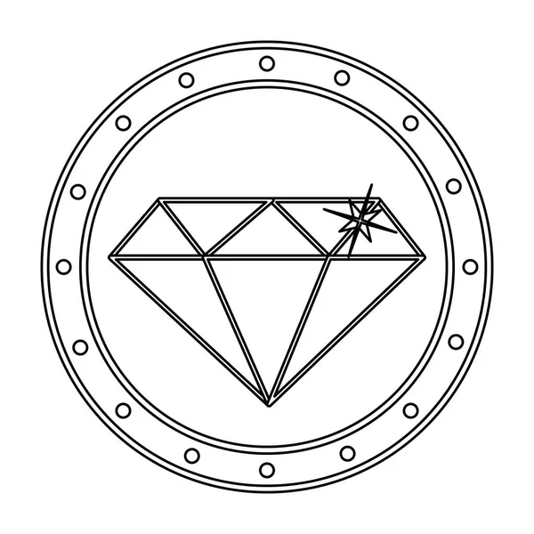 Изолированный алмаз внутри гербового рисунка — стоковый вектор