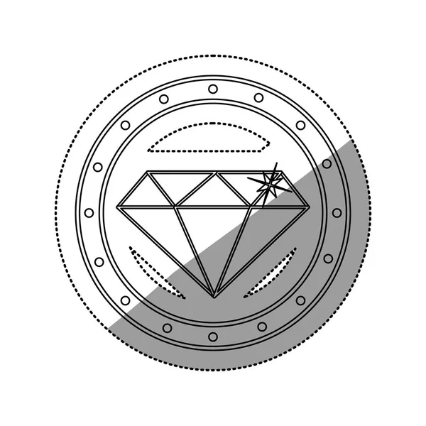 Изолированный алмаз внутри гербового рисунка — стоковый вектор