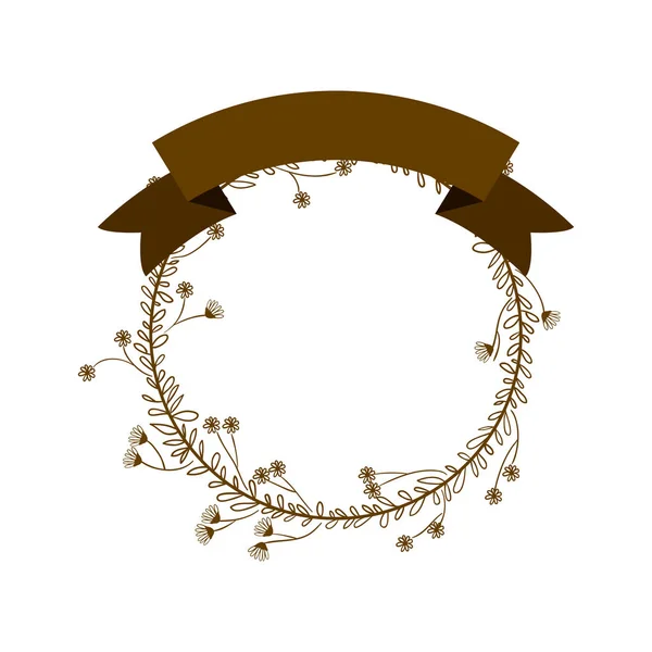 Feuilles couronne avec ruban design — Image vectorielle