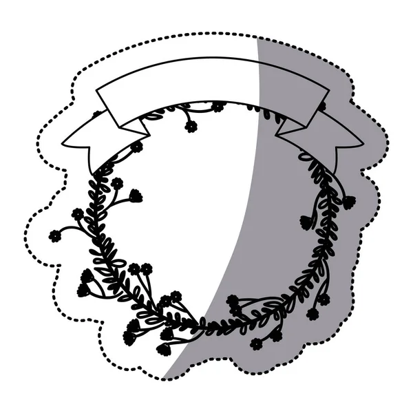 Feuilles couronne avec ruban design — Image vectorielle