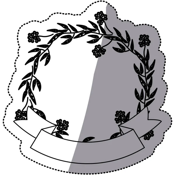 Corona de hojas con diseño de cinta — Vector de stock
