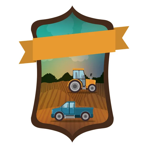 Conception isolée de camion de ferme et de tracteur — Image vectorielle
