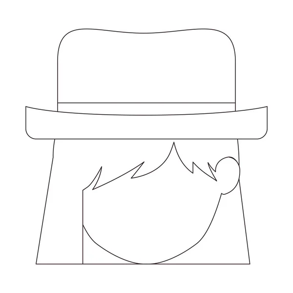 Cabeça de menina isolada com design de chapéu — Vetor de Stock