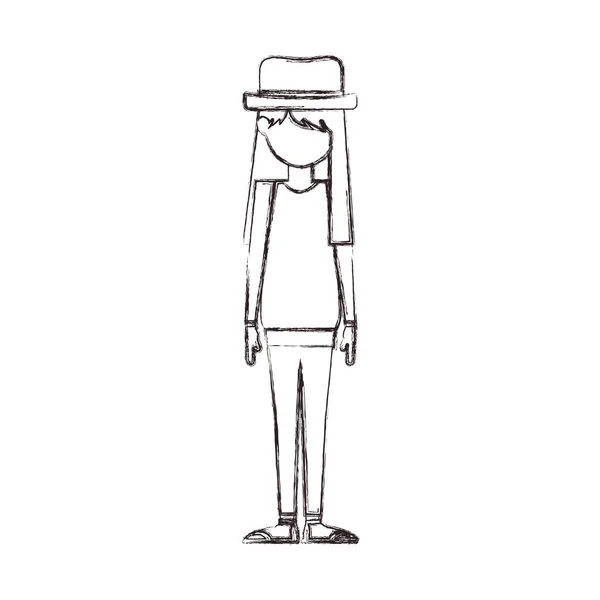 帽子デザインと孤立した女の子 — ストックベクタ