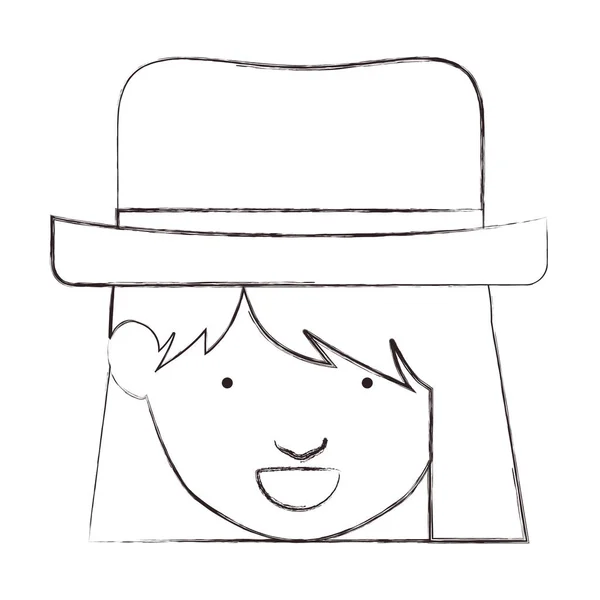 Cabeza de niña aislada con diseño de sombrero — Archivo Imágenes Vectoriales