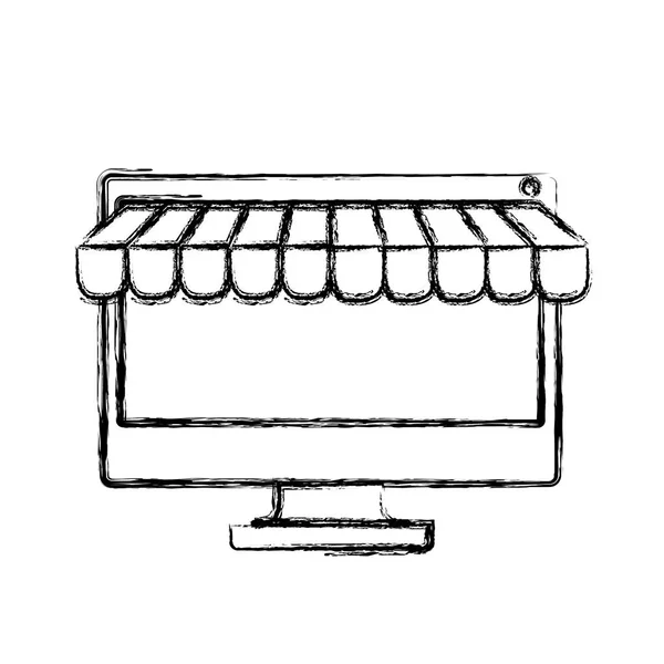 Geïsoleerde computer en winkelen ontwerp — Stockvector