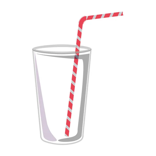 Glass with drinking straw design — Stock Vector