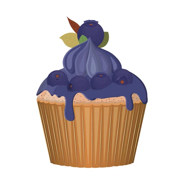 Design de cupcake de mirtilo isolado —  Vetores de Stock