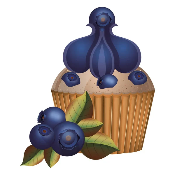 Geïsoleerde blueberry cupcake ontwerp — Stockvector