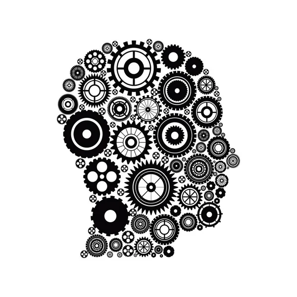 Gears and human head design — Stock Vector