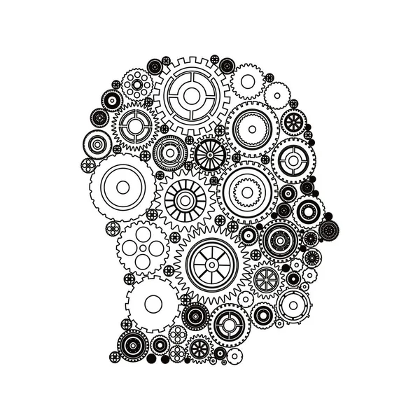 Gears and human head design — Stock Vector