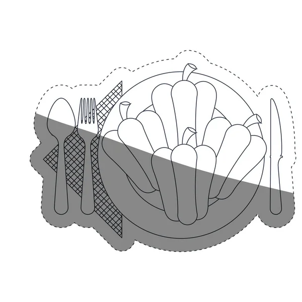 고추 판과 식기 디자인 — 스톡 벡터