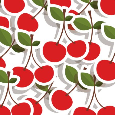 iki kiraz meyve ile siluet renkli desen