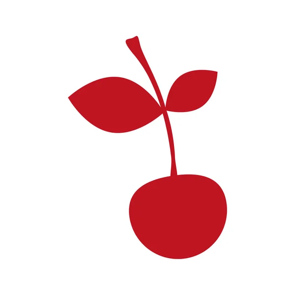 Kiraz meyve ile siluet kırmızı renk — Stok Vektör