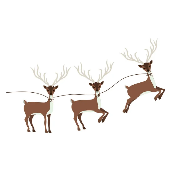 Noel reindeers ile renkli siluet — Stok Vektör