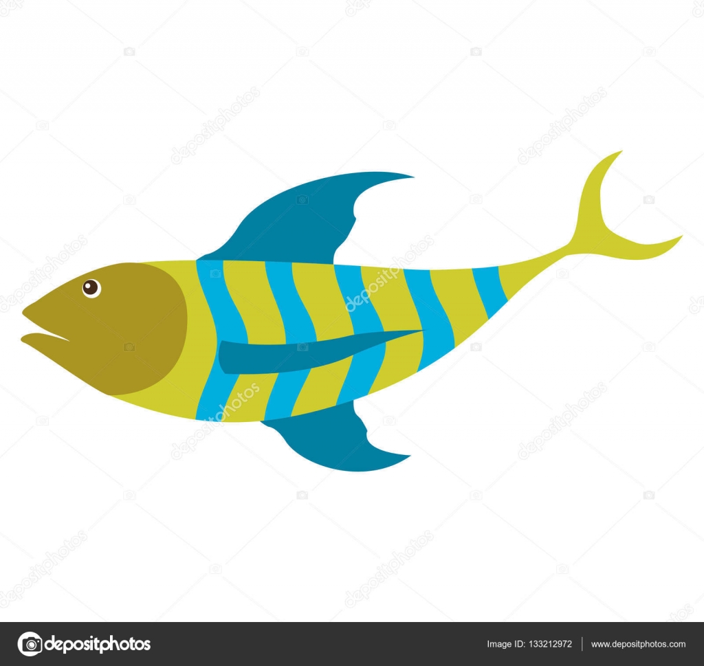 Illustrazione di vettore di sagoma colorato con strisce verdi e blu pesce di mare — Vettoriali di grgroupstock